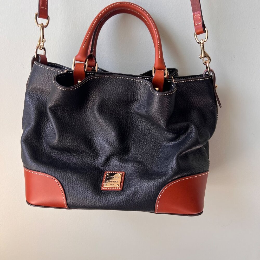 Dooney & Bourke Black and Brown Leather Satchel
